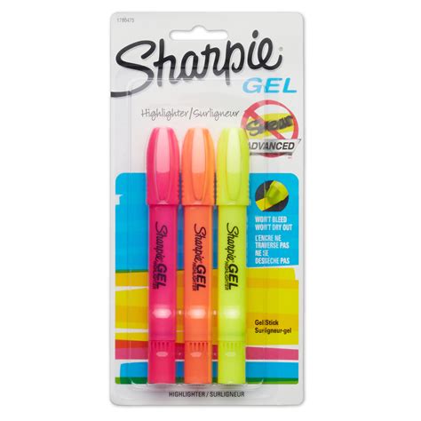Sharpie Gel Highlighters, Assorted Bright Colors, 3 Count - Walmart.com ...