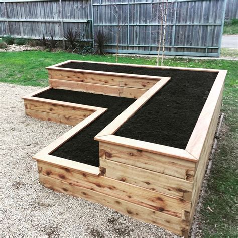 Custom L-shaped Raised Garden Bed with Two Tiers