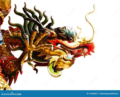 Chinese Dragon Statues Isolated Stock Image - Image of buddhism, statue ...