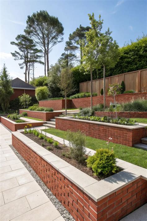 Red Brick Retaining Wall With Benches 27 Retaining Wall | Seat Wall