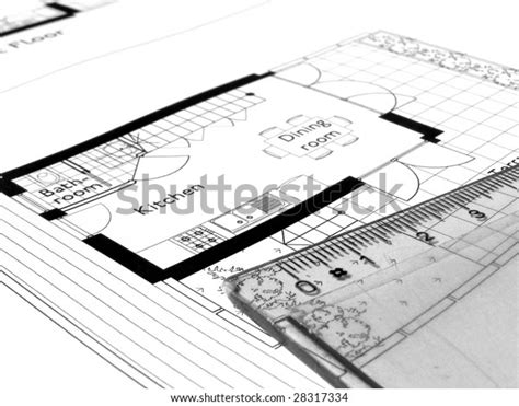 Technical Architectural Cad Drawing Black White Stock Photo (Edit Now ...