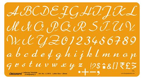 Buy Linograph Lettering Template Calligraphy- I Letter Drawing Drafting ...
