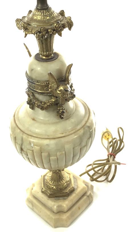 Lot - Vintage Alabaster Table Lamp, Angels