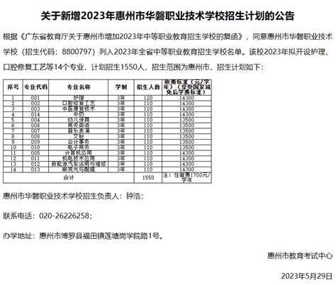 惠州市华磐职业技术学校2023年下半年招聘公告_工作_岗位_资格