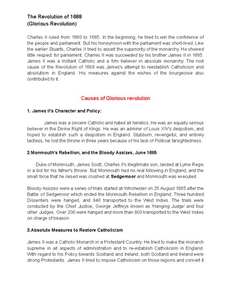 GL 101 - Glorious Revolution Lecture Notes and Key Causes Explained ...
