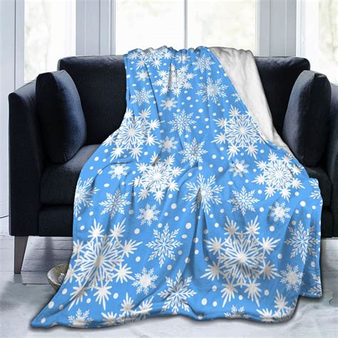 Amazon.com: Perinsto Winter Snowflakes Blue Throw Blanket Ultra Soft ...