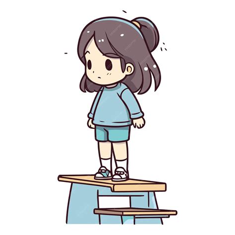 Premium Vector | Girl standing on a table of a little girl