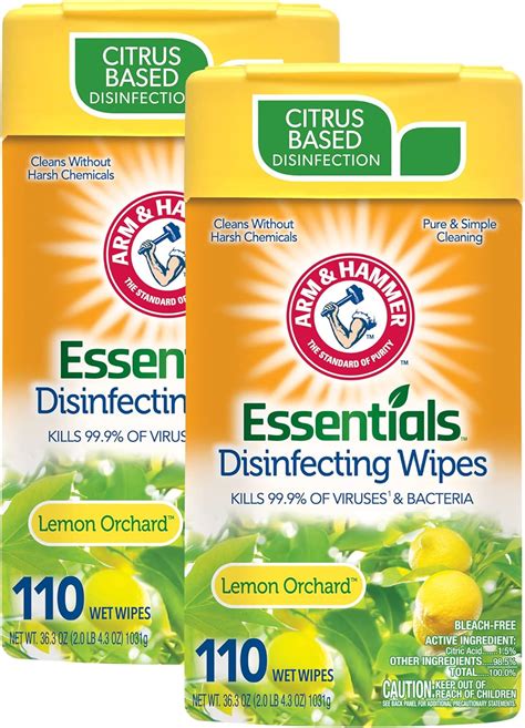 Amazon.com: Arm & Hammer Essentials Disinfecting Wipes, Lemon Orchard 2 ...
