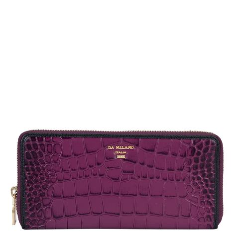 Croco Leather Ladies Wallet - Orchid – Da Milano