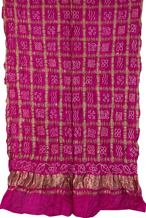 Pink Bandhani Gajji Silk Gharchola Dupatta - Exquisite and Elegant