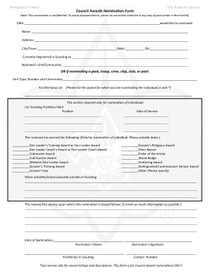 Fillable Online Nomination for the Silver Beaver Award Blue Ridge ...