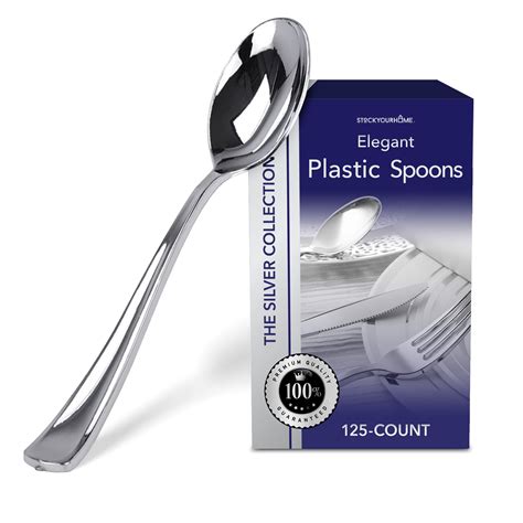 Buy Stock Your Home 125 Disposable Heavy Duty Plastic Spoons, Fancy ...