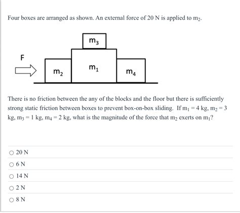 Solved Four boxes are arranged as shown. An external force | Chegg.com