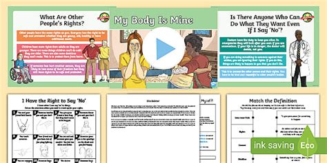PSHE and Citizenship LKS2 Consent Lesson My Body is Mine