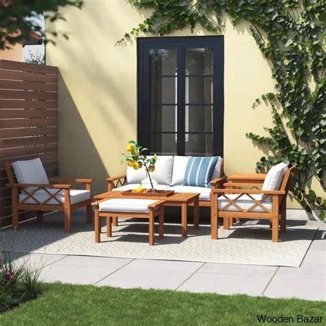 Petoskey Solid Wood 5 - Person Seating Group with Cushions