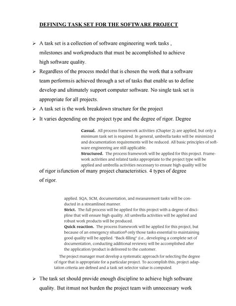 Defining TASK SET FOR THE Software Project - DEFINING TASK SET FOR THE ...