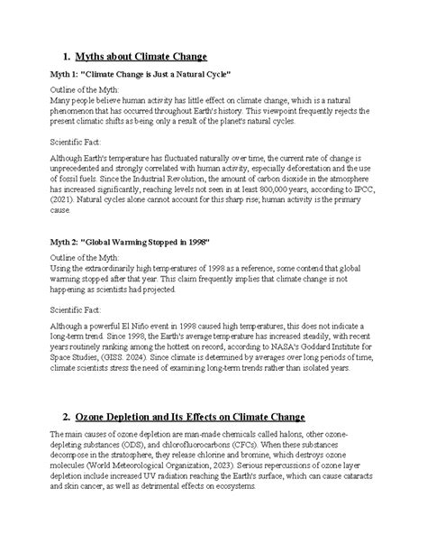 ENVS 1301 Learning Journal Unit 6 - 1. Myths about Climate Change Myth 1: "Climate Change is ...