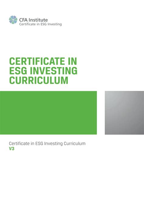 Certificate in ESG Investing Curriculum: ESG Investing Official ...