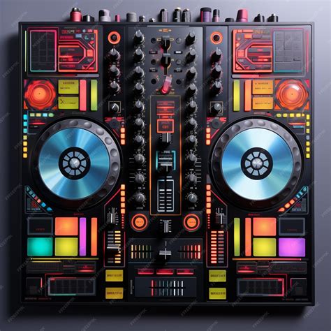 Premium Photo | A colorful dj mixer control board in the style of ...