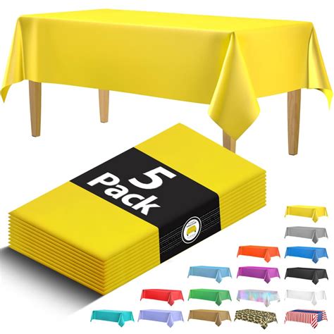 Amazon.com: 5 Pack Premium Yellow Plastic Tablecloth - 108 x 54 in ...