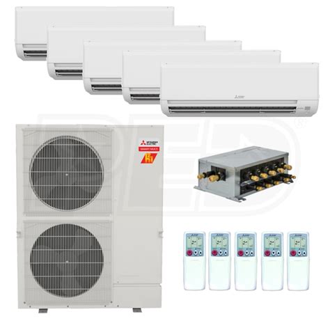 Mitsubishi Wall Mounted 5-Zone H2i System - 48,000 BTU Outdoor - 9k ...