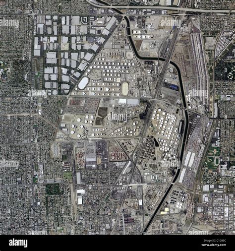 aerial map view above BP Carson Refinery near Port of Los Angeles Carson California, select99 ...