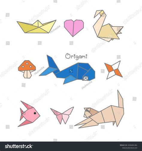 Different Types Paper Origami Stock Vector (Royalty Free) 2166401361 ...