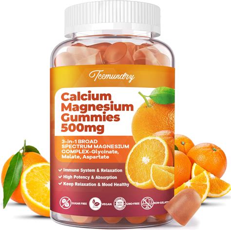 Amazon.com: Calcium Magnesium Gummies High Absorption Calcium 600 mg with Magnesium 500 mg and ...