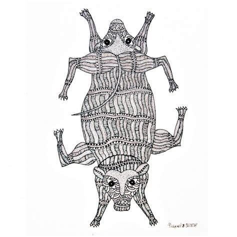 "Lions Gond Art": White Gond Traditional_Art by Chitrakant Shyam ...