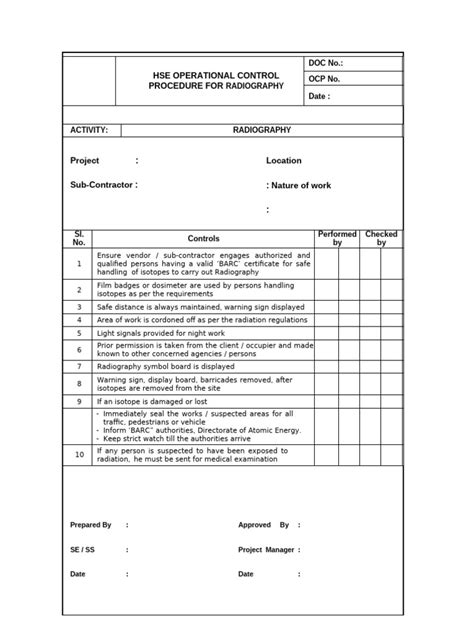 Image result for Operational Control Procedure Format
