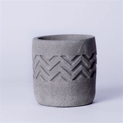 Chevro Planter Dark Concrete - Chevron Pattern Designer Succulent Plan ...