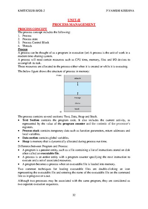 OS Unit-2 - Lecture notes 2 - UNIT-II PROCESS MANAGEMENT PROCESS ...