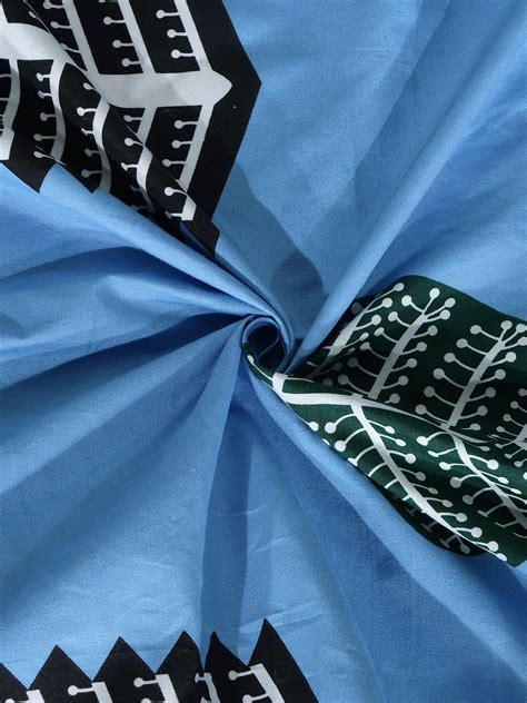 Klotthe Blue Abstract 300 TC Cotton Blend Super King Double Bedsheet w ...
