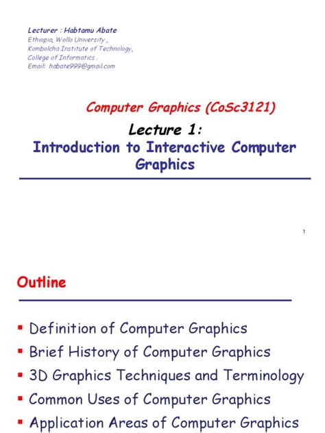 Image result for Computer Graphics Lecture 1