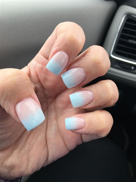 Light blue French fade | Faded nails, Light blue nails, Square acrylic ...