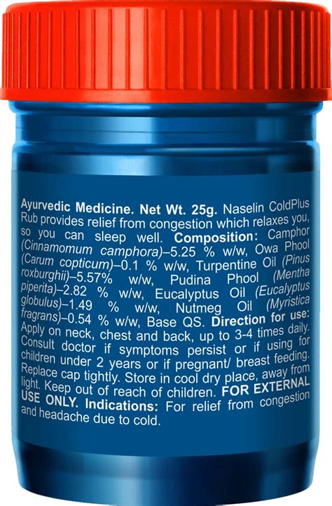 Buy NASELIN COLD PLUS RUB 25GM Online & Get Upto 60% OFF at PharmEasy