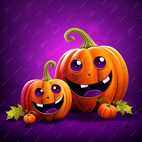 Premium AI Image | Cute Jack o lanterns on purple background