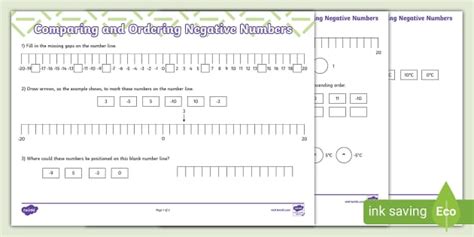 Image result for Ordering Negative Numbers Worksheet