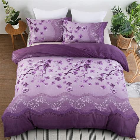 Homemaker ® Purple poppy duvet cover bedding sets flower print quilt ...