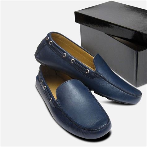 Dark Navy Blue Leather Driving Shoes for Men Arthur Knight UK