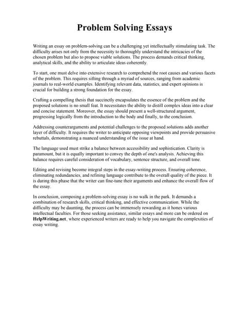 Image result for Problem Solving Essay