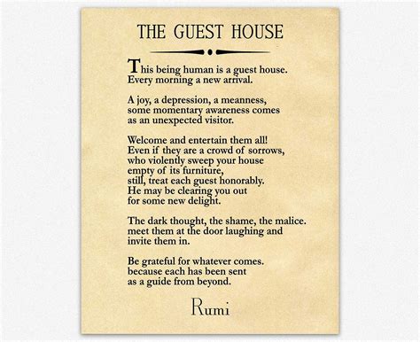 Amazon.com: Rumi,The Guest House, Rumi Poetry Room Decor,Rumi Quote The ...