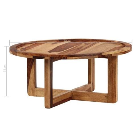 Solid Sheesham Wood Round Center Coffee Table in Natural Finish – Buy ...