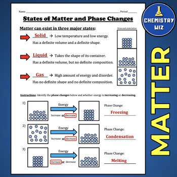 Image result for Phase Changes of Matter Worksheet