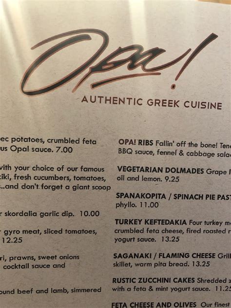 Menu at Opa! Santa Clara restaurant, Santa Clara, Augustine Dr #130