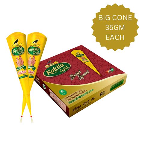 Kokila Bridal Special Premium Gold Mehendi Cones - 1 Box (12 Cones - 3