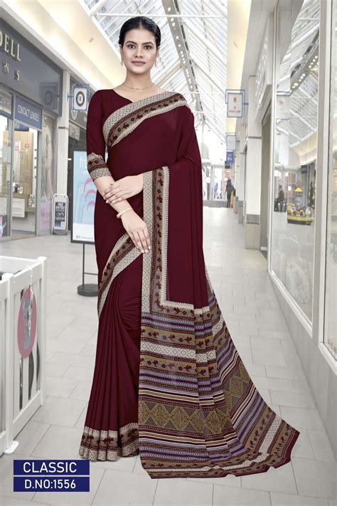 Classic Bansi Fashion Crape Uniform Sarees – Kavya Style Plus