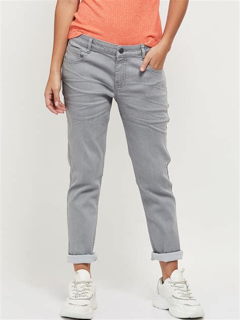 Buy Max Women Grey Solid Cotton Jeans - Jeans for Women 19204262 | Myntra