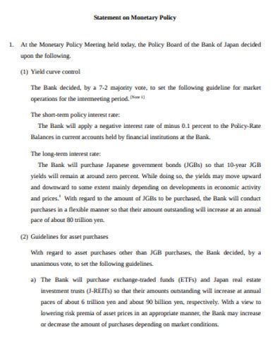 Image result for Monetary Policy Examples