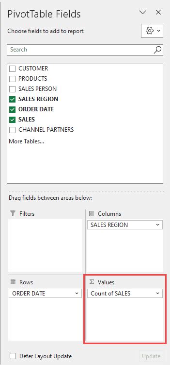 Image result for Count Function in PivotTable